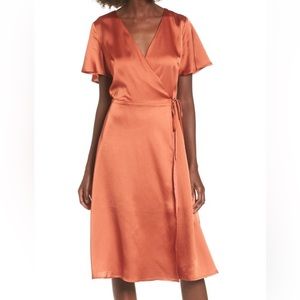 J.O.A Satin Wrap Dress